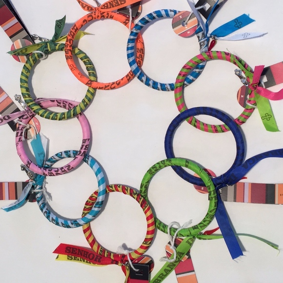 SET of 3 -Natural Ribbon Bangles/Charm - Picture 8 of 8